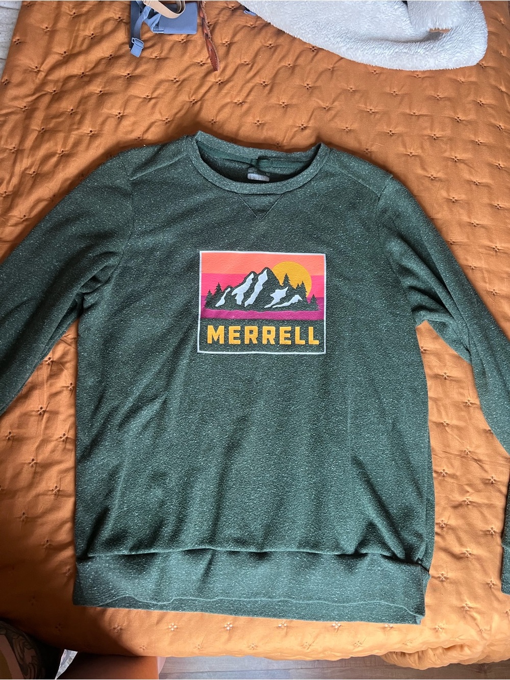 Merrell Forrest Green Logo Crewneck Sweater